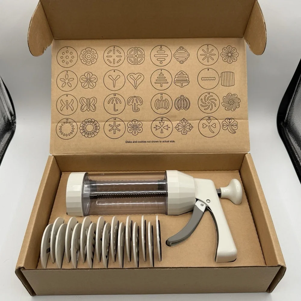 Retired Pampered Chef Cookie Press W/16 Disc Patterns Complete‎ Model 1525 EUC